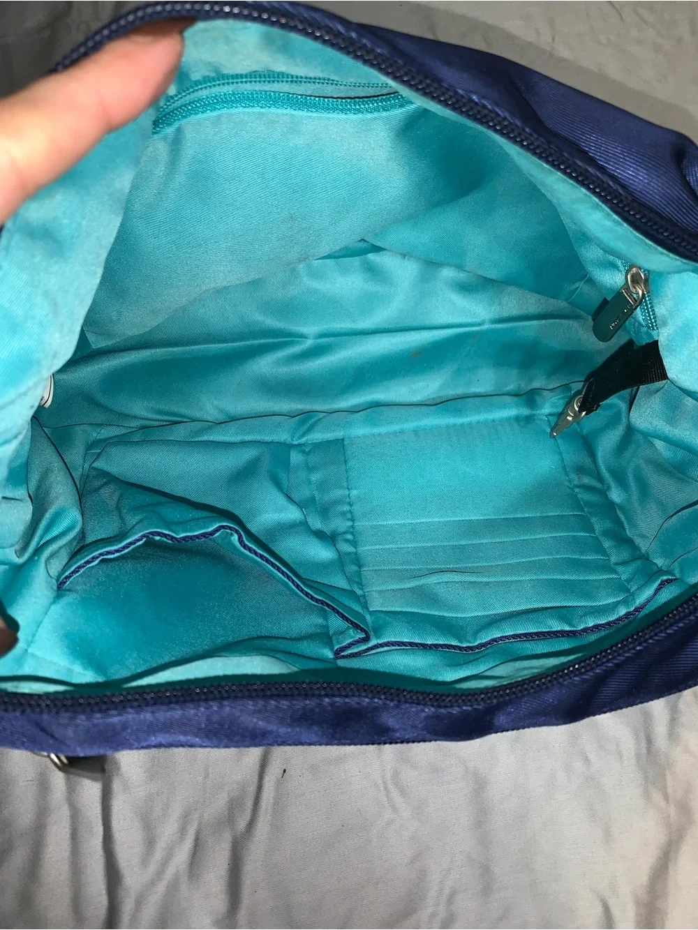 Travelon Blue Anti-Theft Nylon Crossbody Travel Bag RFID Locking Purse - Picture 7 of 9